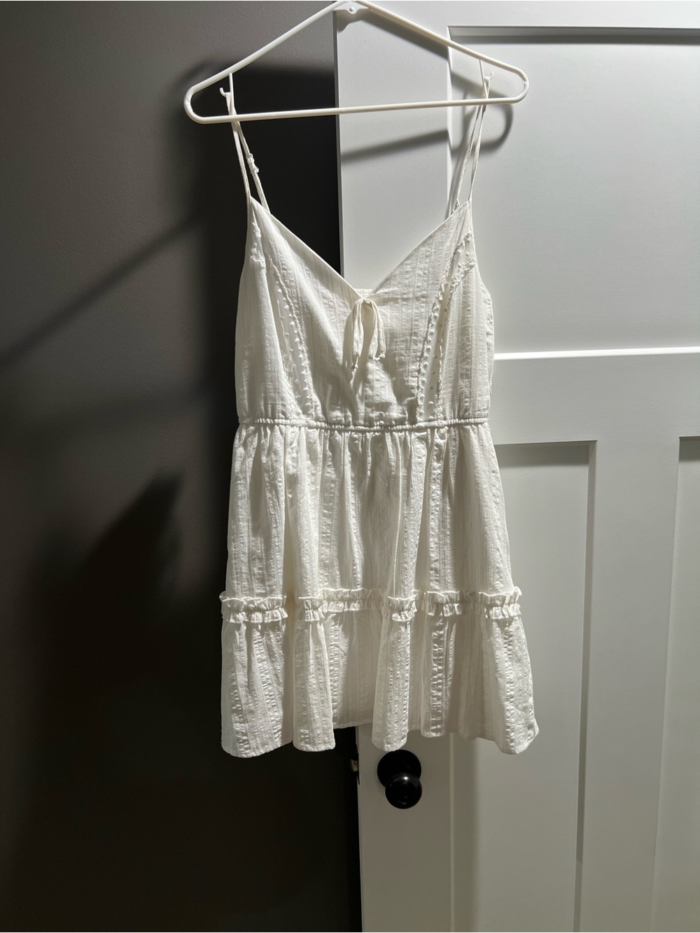 miami White Tiered Spaghetti Strap Sundress